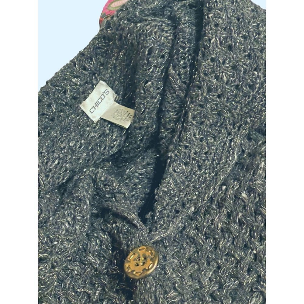 Chicos womens lightweight cardigan/ jacket metalic threads - Picture 6 of 7